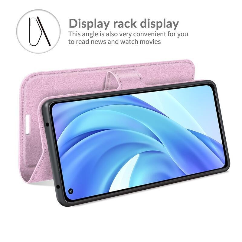 Litchi PU bőr pénztárca tok a Xiaomi Mi 11 Lite 4G/5G/Mi 11 Lite 5G NE mobiltelefonhoz - rózsaszínű
