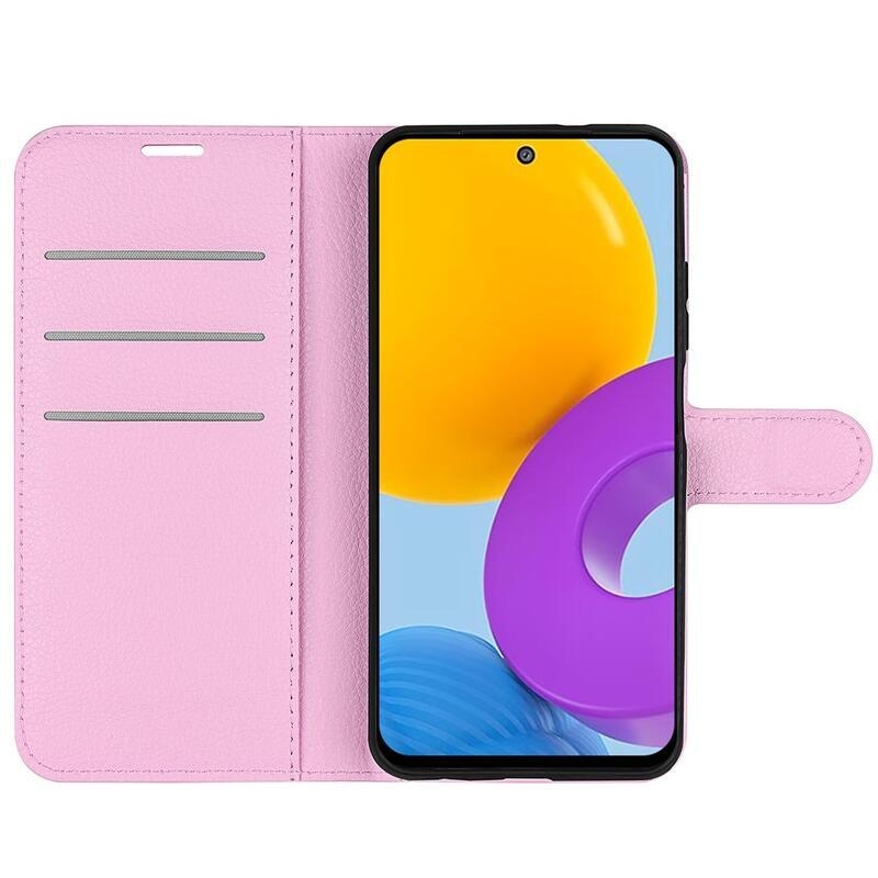 Litchi PU bőr pénztárca tok Samsung Galaxy M52 5G-hez - rózsaszín