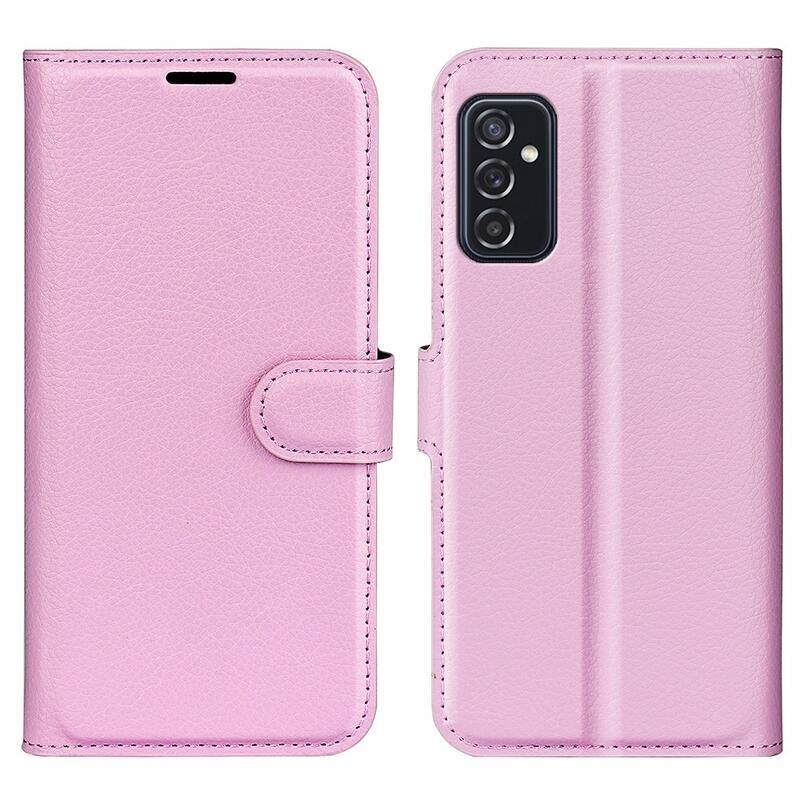 Litchi PU bőr pénztárca tok Samsung Galaxy M52 5G-hez - rózsaszín