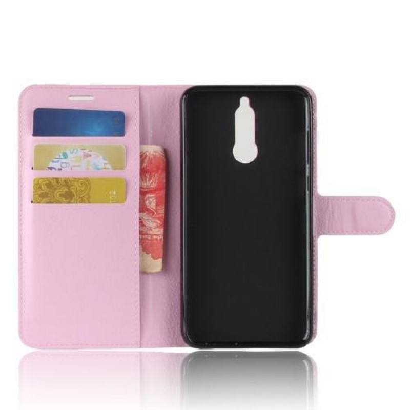 Litchi PU bőr tok a Huawei Mate 10 Lite-hoz - rózsaszínű