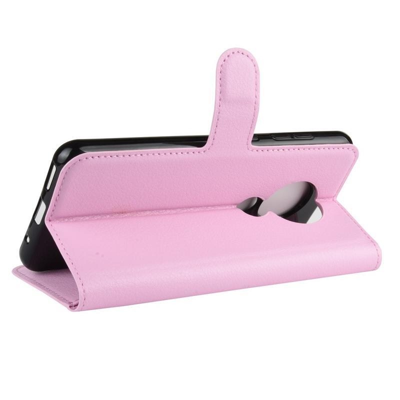 Litchi PU bőr tok Nokia 6.2 / Nokia 7.2 készülékhez - rózsaszínű