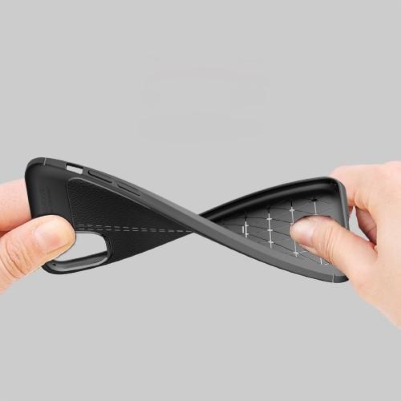 Litchi texturált zselés tok Apple iPhone 11 Pro Max 6.5 (2019) készülékhez - fekete