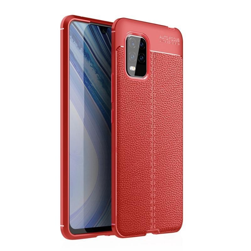 Litchi texturált tartós zselés tok Xiaomi Mi 10 Lite készülékhez - piros