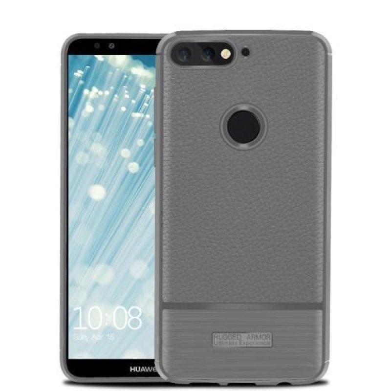 Litchi texturált tartós tok Huawei Y7 Prime (2018) - szürke