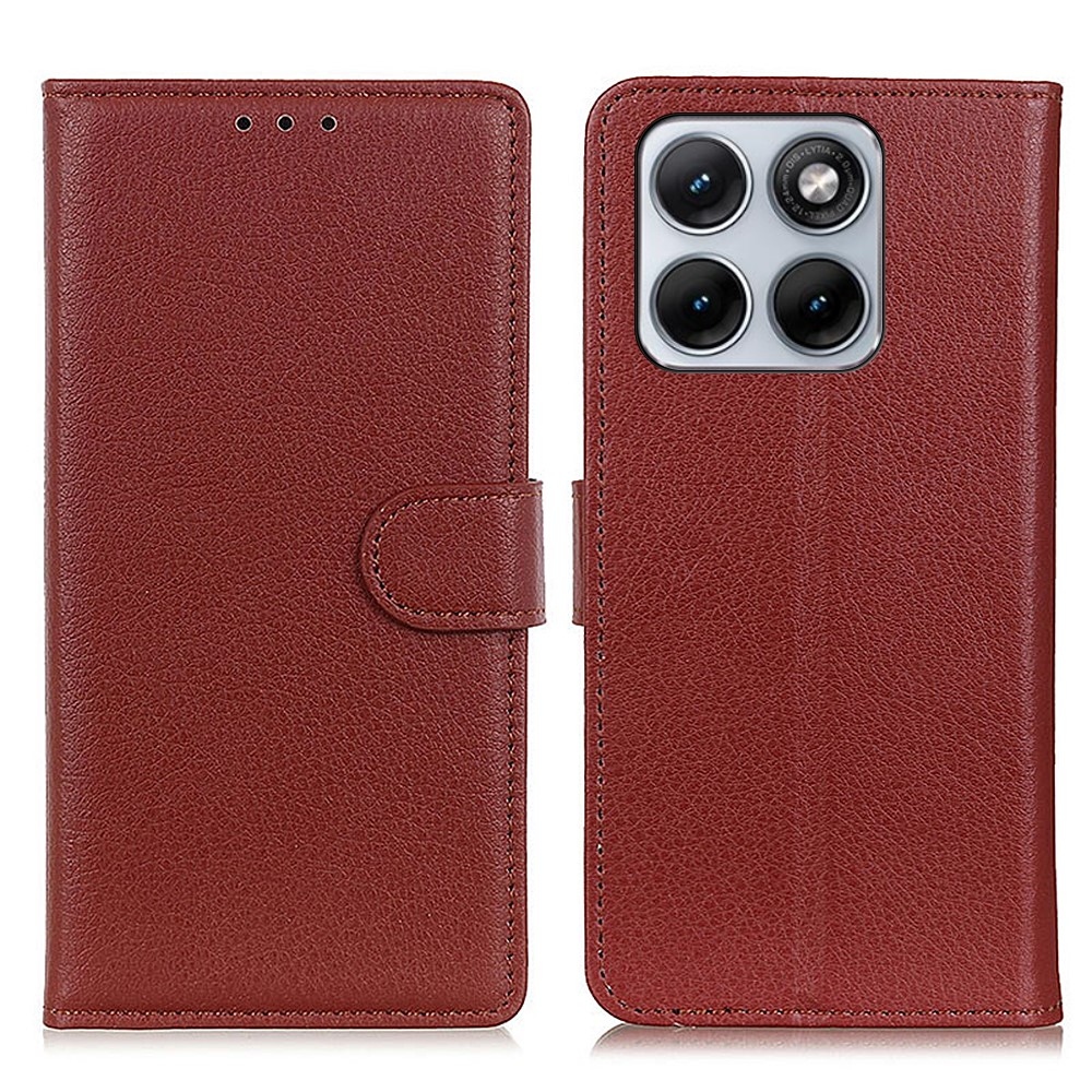 Litchie könyvtáska a Motorola Edge 70 Fusion 5G készülékhez - barna