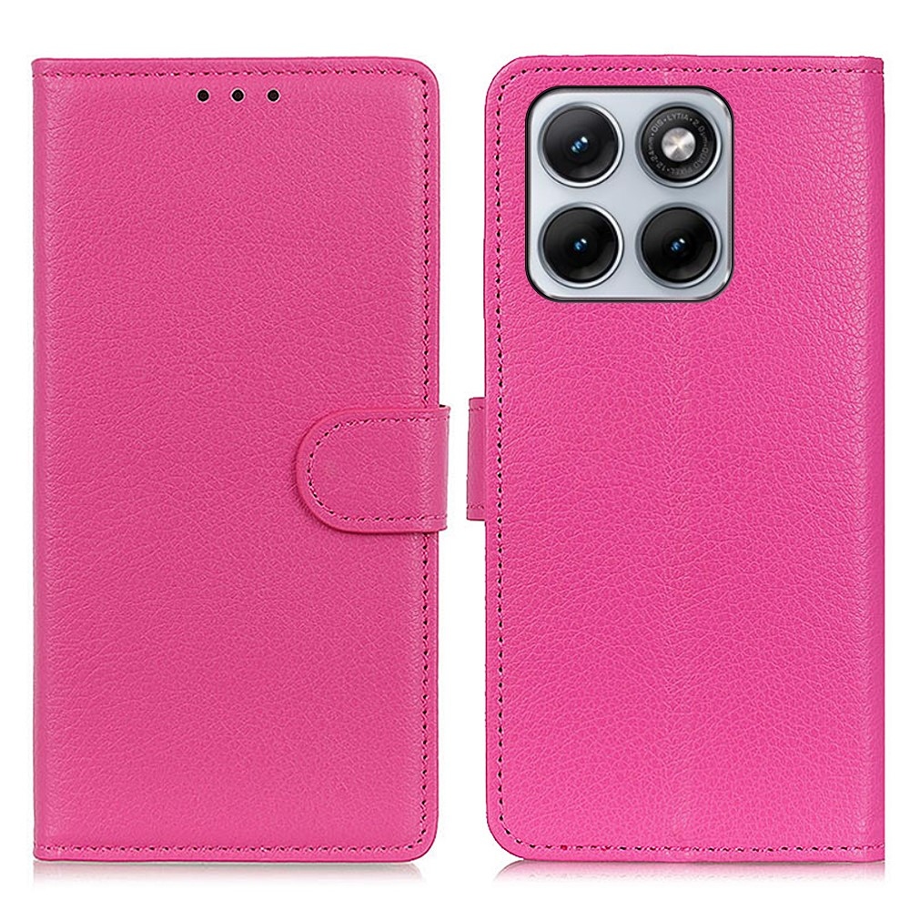Litchie könyvtáska a Motorola Edge 70 Fusion 5G készülékhez - rózsaszínű