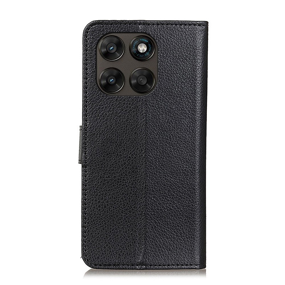 Litchie könyvszerű tok a Motorola Moto G87 5G/G77 5G/G67 5G készülékekhez – fekete