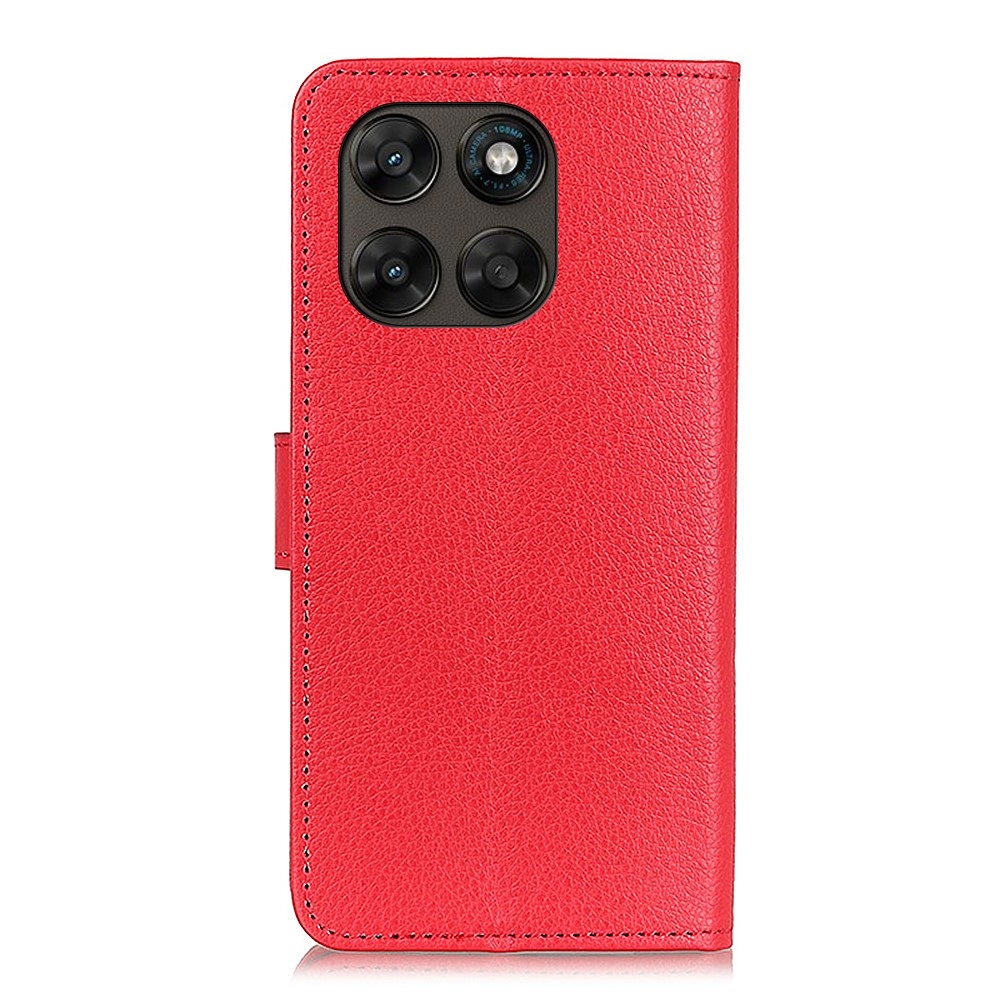 Litchie könyvszerű tok a Motorola Moto G87 5G/G77 5G/G67 5G modellekhez – piros