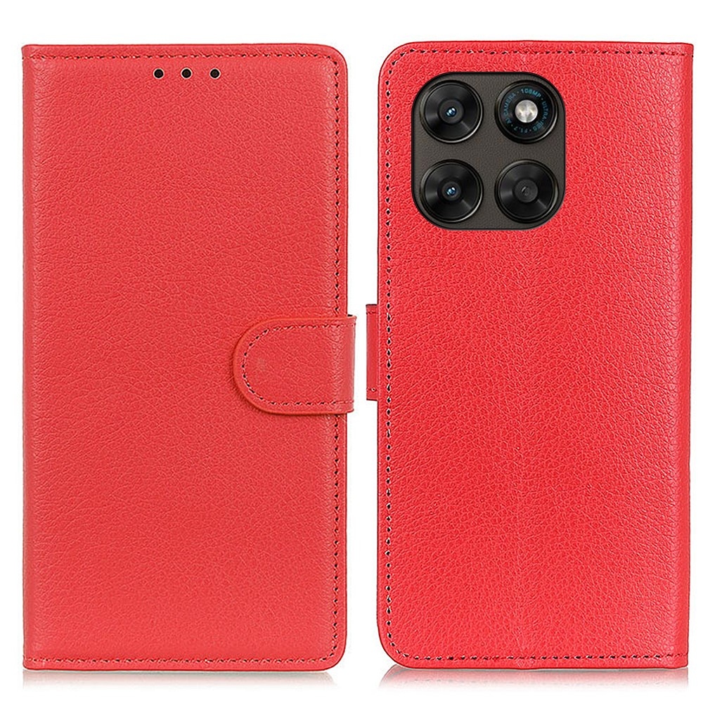 Litchie könyvszerű tok a Motorola Moto G87 5G/G77 5G/G67 5G modellekhez – piros