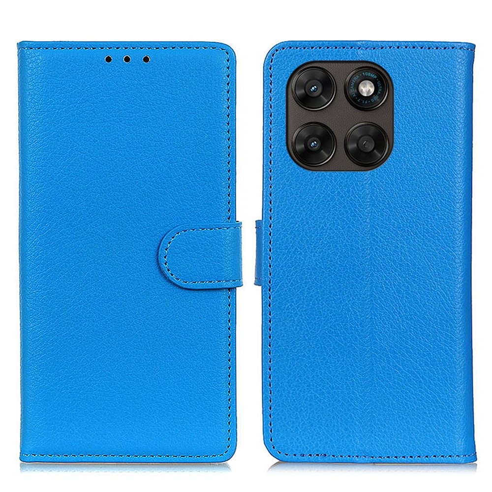 Litchie könyvszerű tok a Motorola Moto G87 5G/G77 5G/G67 5G készülékekhez – kék