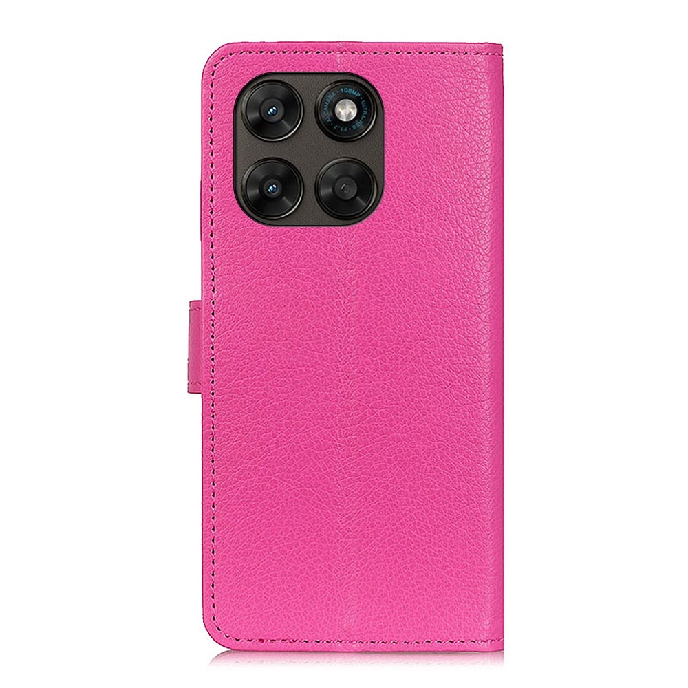 Litchie könyvszerű tok a Motorola Moto G87 5G/G77 5G/G67 5G készülékekhez – rózsaszín