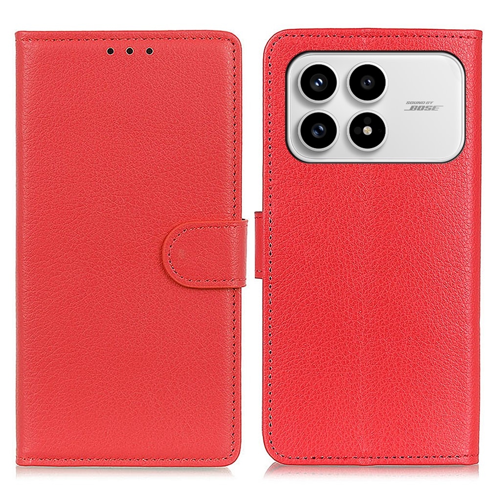 Litchie könyv tok a Xiaomi Poco F8 Pro 5G-hez - piros