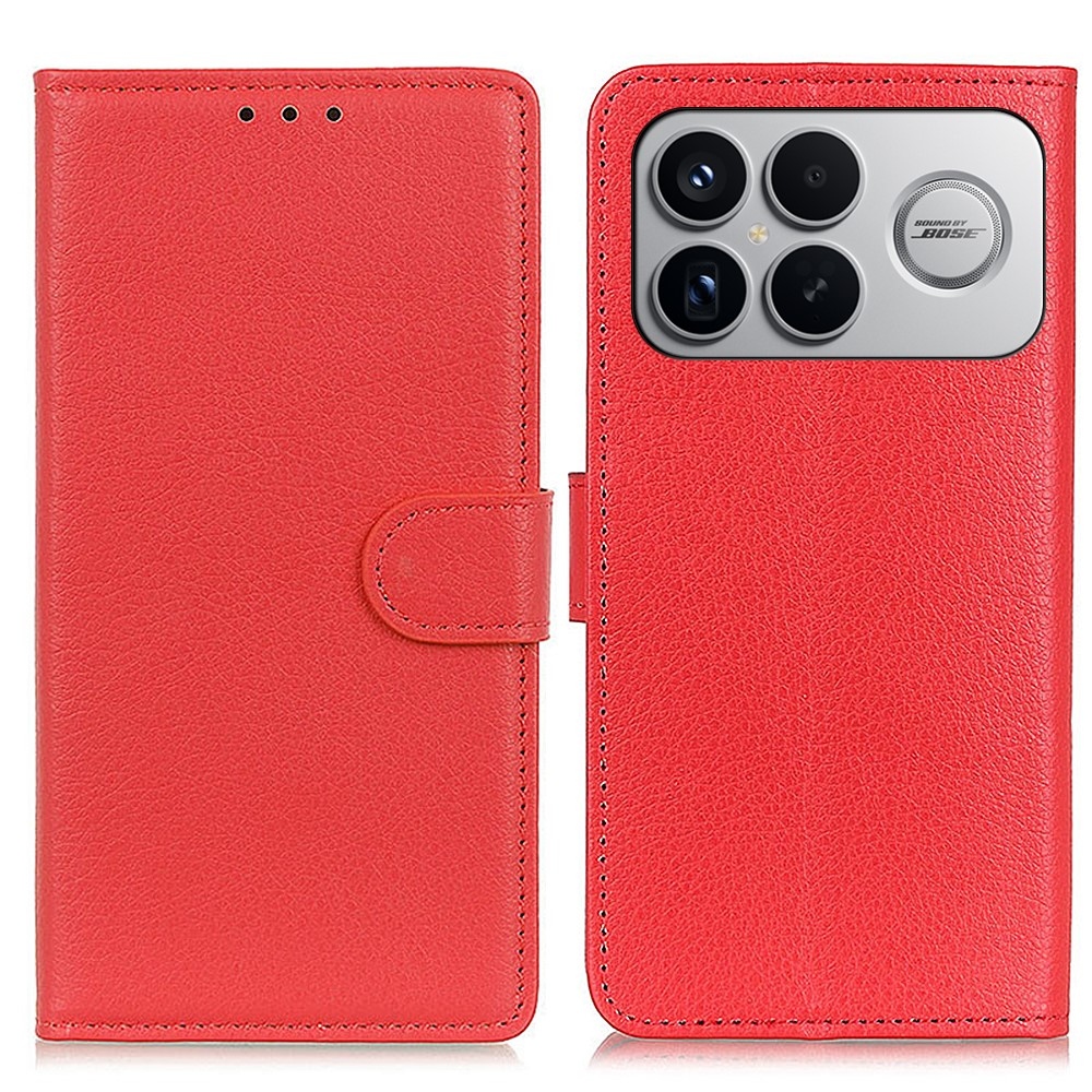 Litchie könyv tok a Xiaomi Poco F8 Ultra 5G-hez - piros
