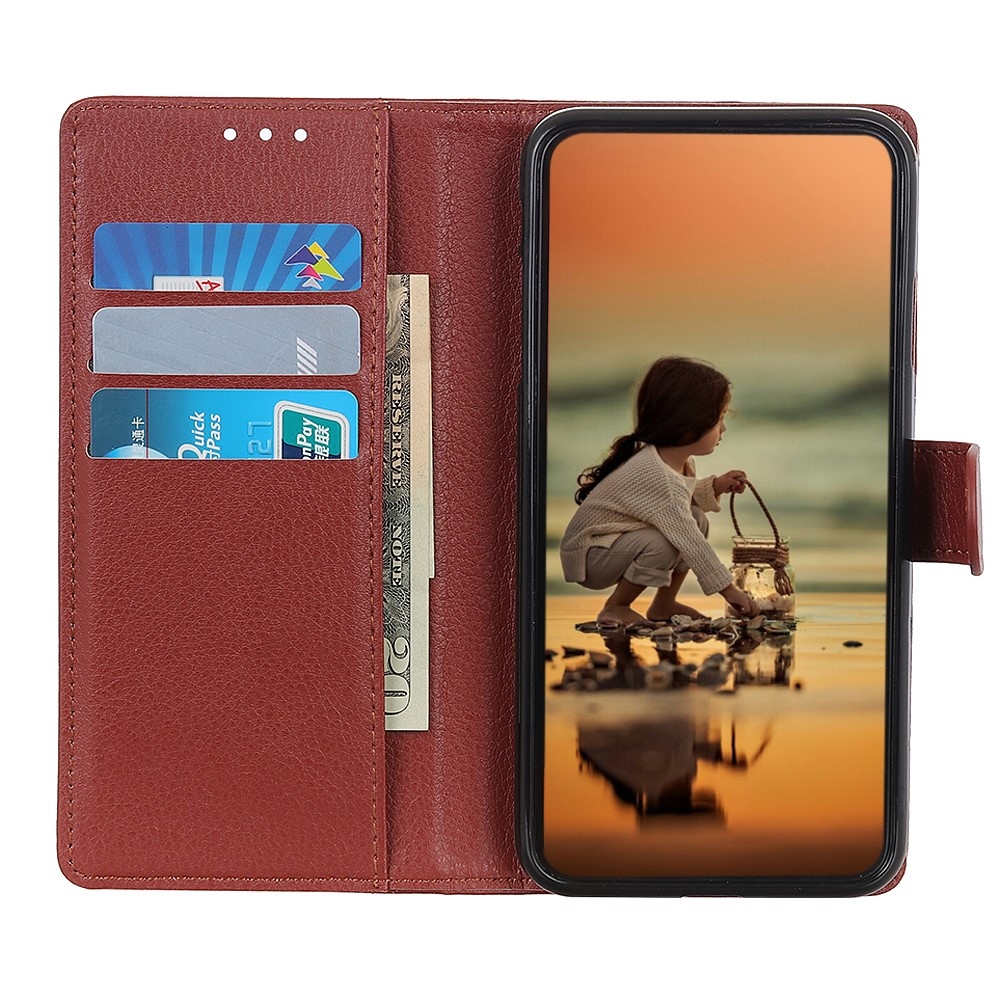 Litchie könyv tok Xiaomi Redmi A7 Pro-hoz - barna