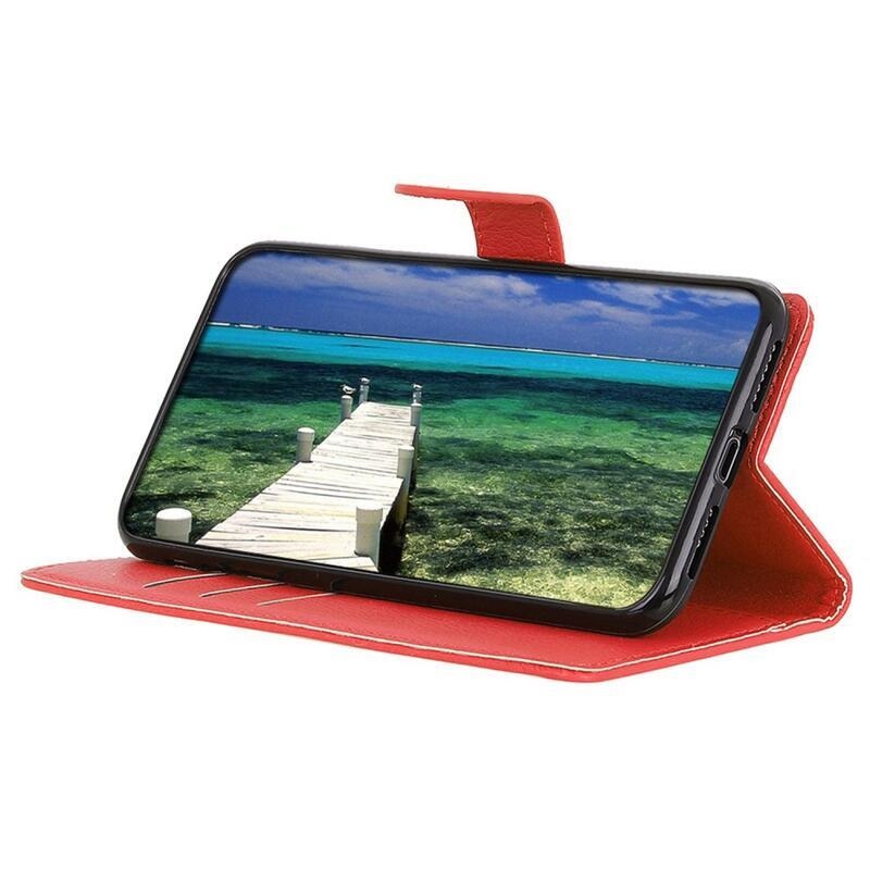 Litchie könyv tok Xiaomi Redmi Note 12S-hez - piros