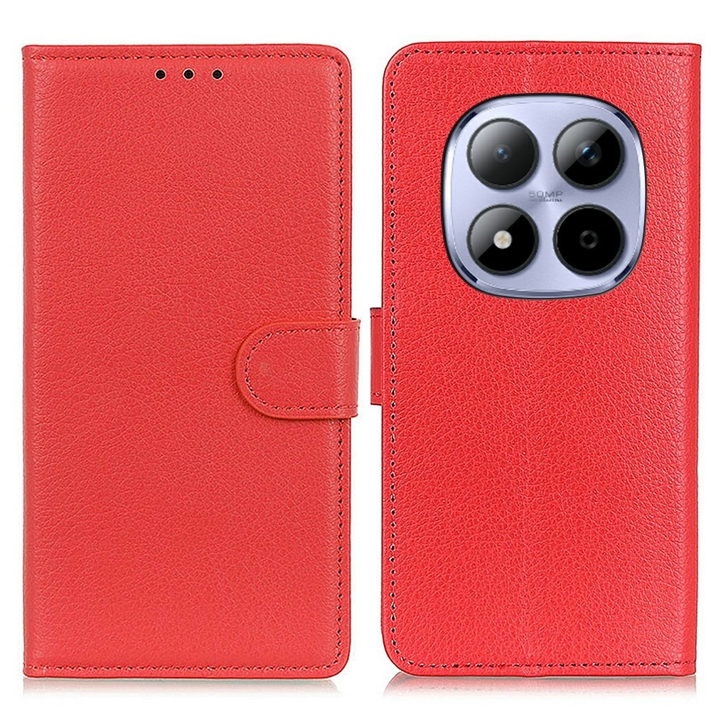 Litchie könyv tok a Xiaomi Redmi Note 15 Pro 4G-hez - piros