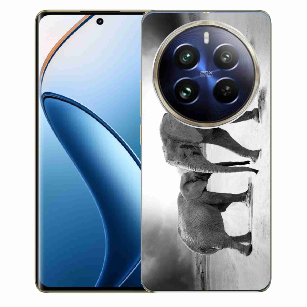 Zselés borítás mmCase a Realme 12 Pro 5G/12 Pro+ 5G modellhez - fekete és fehér elefántok