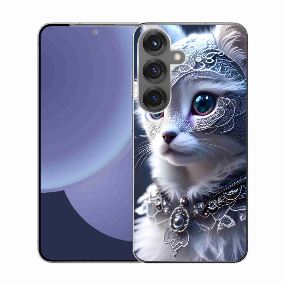 Zselés borítás mmCase Samsung Galaxy S25 készülékhez - fehér macska