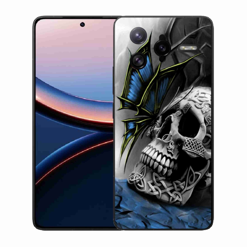 Gél borítás mmCase a Xiaomi Poco F7 Ultra számára - pillangó és koponya