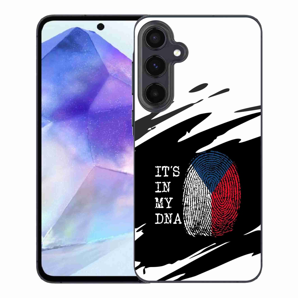 Gél borító mmCase Samsung Galaxy A55 5G - zászlós ujjlenyomat fekete és fehér háttérrel