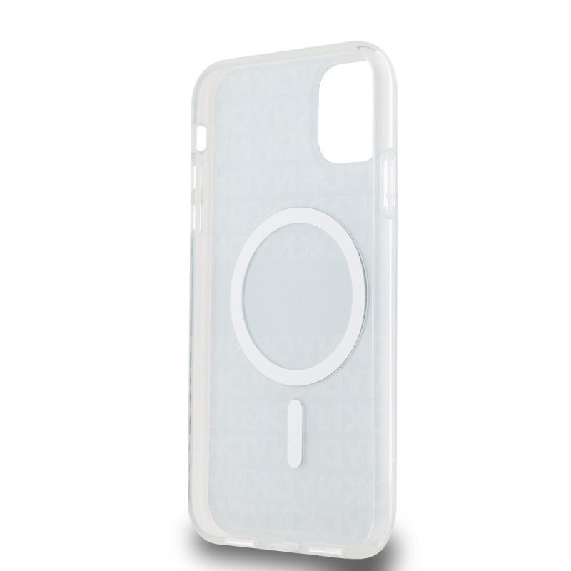 DKNY PC/TPU ismétlődő mintás tonális csíkos Magsafe hátlap iPhone 11 kékhez