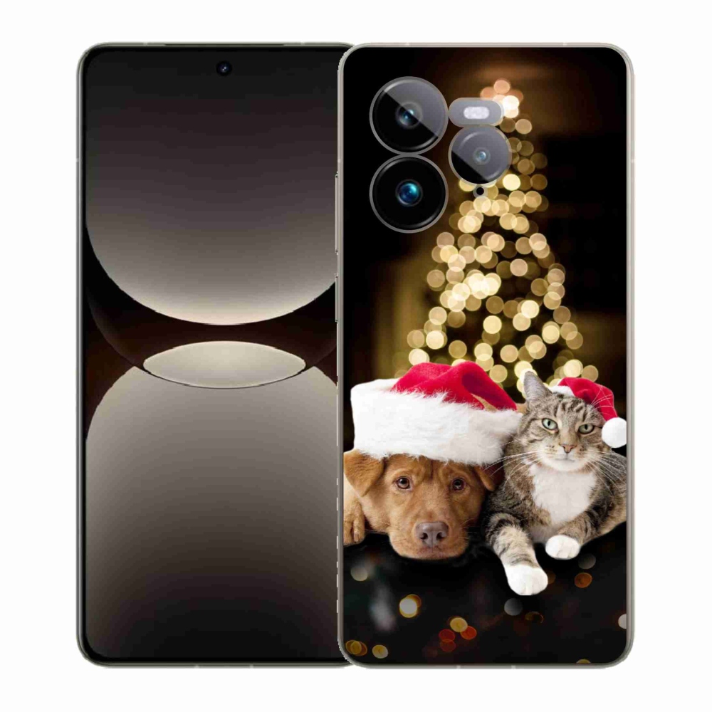 Gél borítás mmCase a Realme GT 7 Pro 5G számára - Karácsonyi kutya és macska