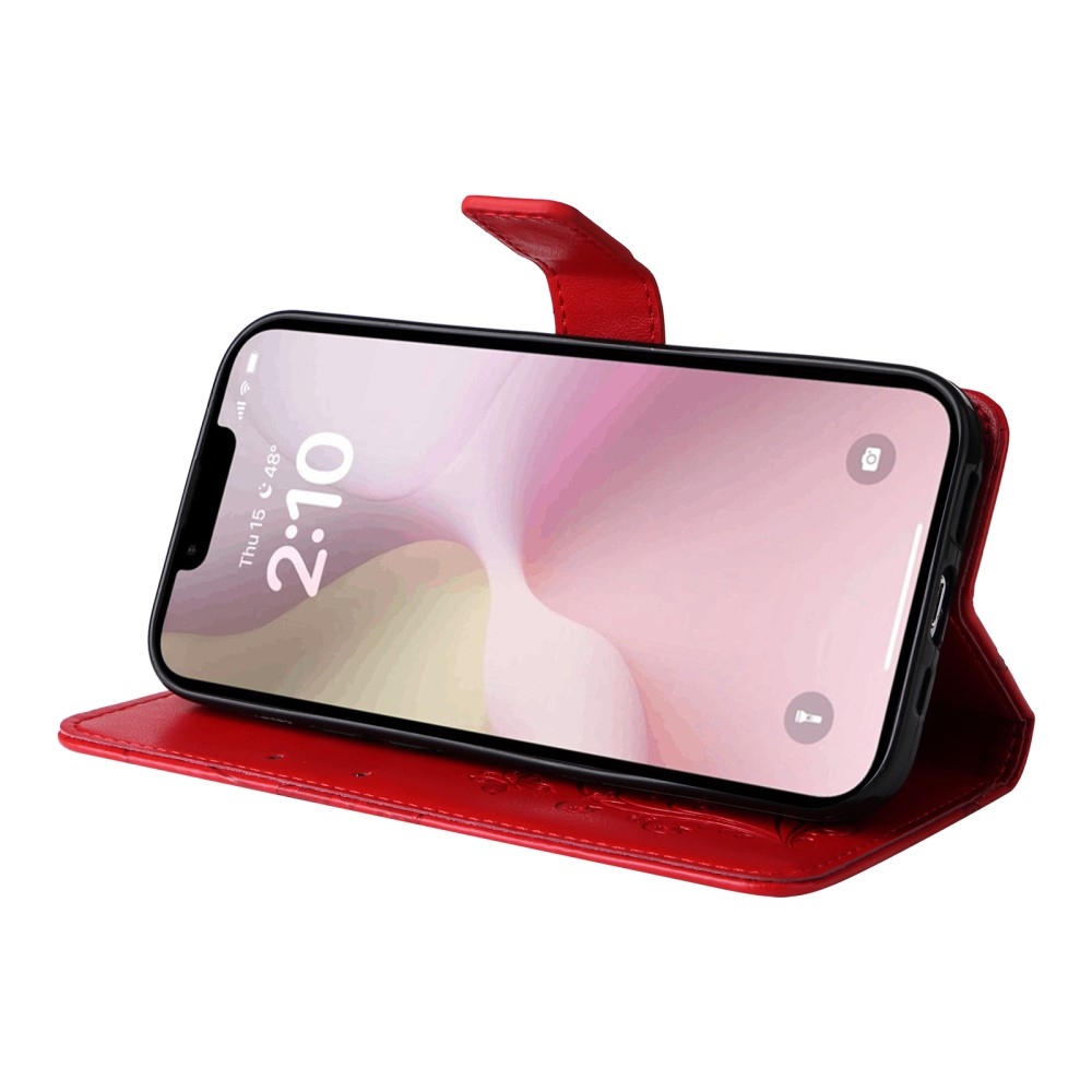 Nagy pillangó könyvtáska iPhone 16e készülékhez - piros