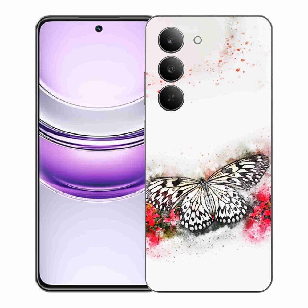 Zselés borítás mmCase a Realme 14x 5G készülékhez - fekete-fehér pillangó