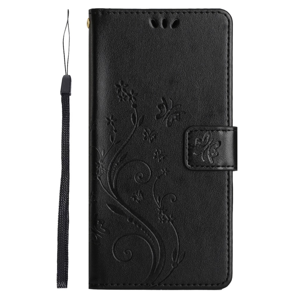 Virágok könyvtáska Honor 90-hez - fekete