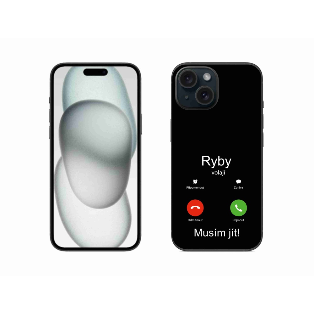 Gél borítás mmCase iPhone 15 készülékhez - hal hívás fekete háttérrel