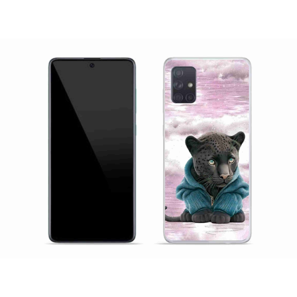 Zselés borítás mmCase Samsung Galaxy A51 készülékhez - fekete párduc pulóverben