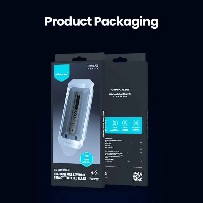 Nillkin edzett üveg 0.25mm Guardian 2.5D Samsung Galaxy S25 Ultra fekete (applikátorral)