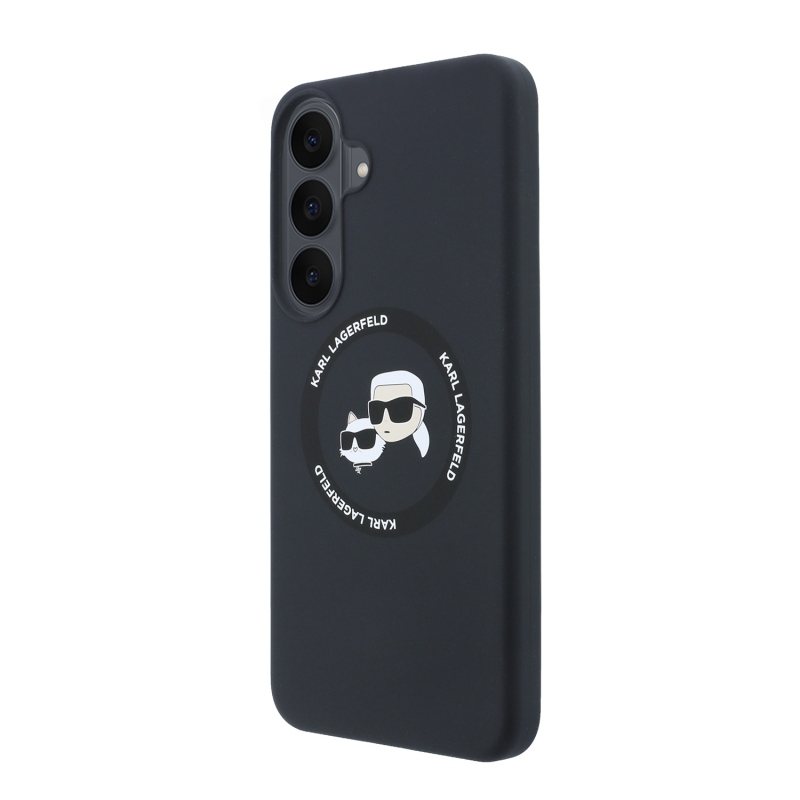 Karl Lagerfeld folyékony szilikon, kétoldalas, mágneses hátlap a Samsung Galaxy S26 FE-hez, fekete