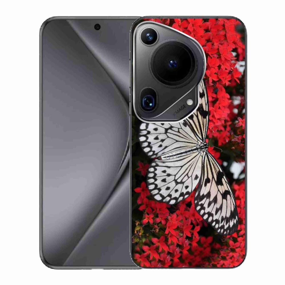 Zselés borítás mmCase a Huawei Pura 70 Ultra számára - fekete-fehér pillangó 1