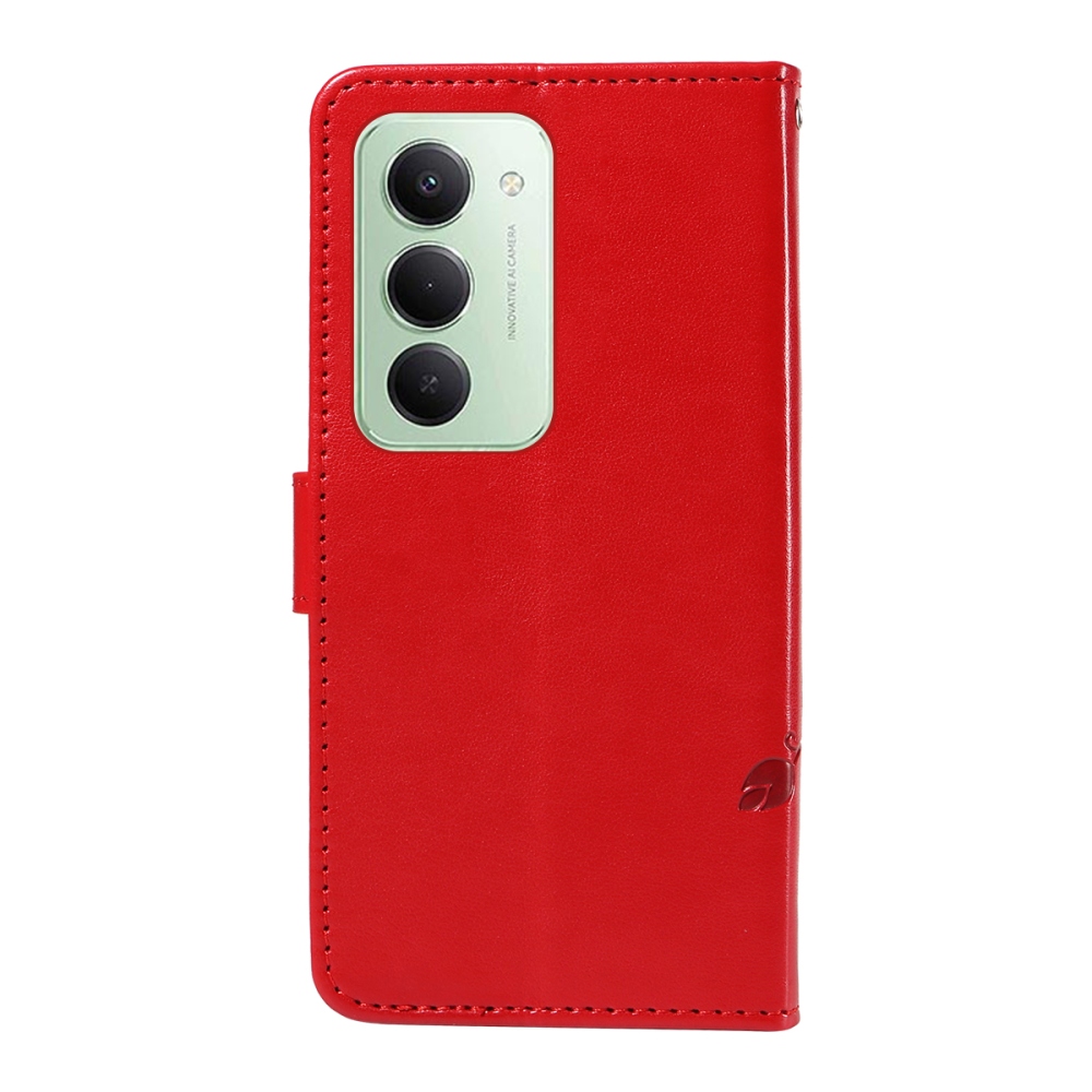 Virágos könyv tok Xiaomi Redmi 15 5G (169mm) - piros