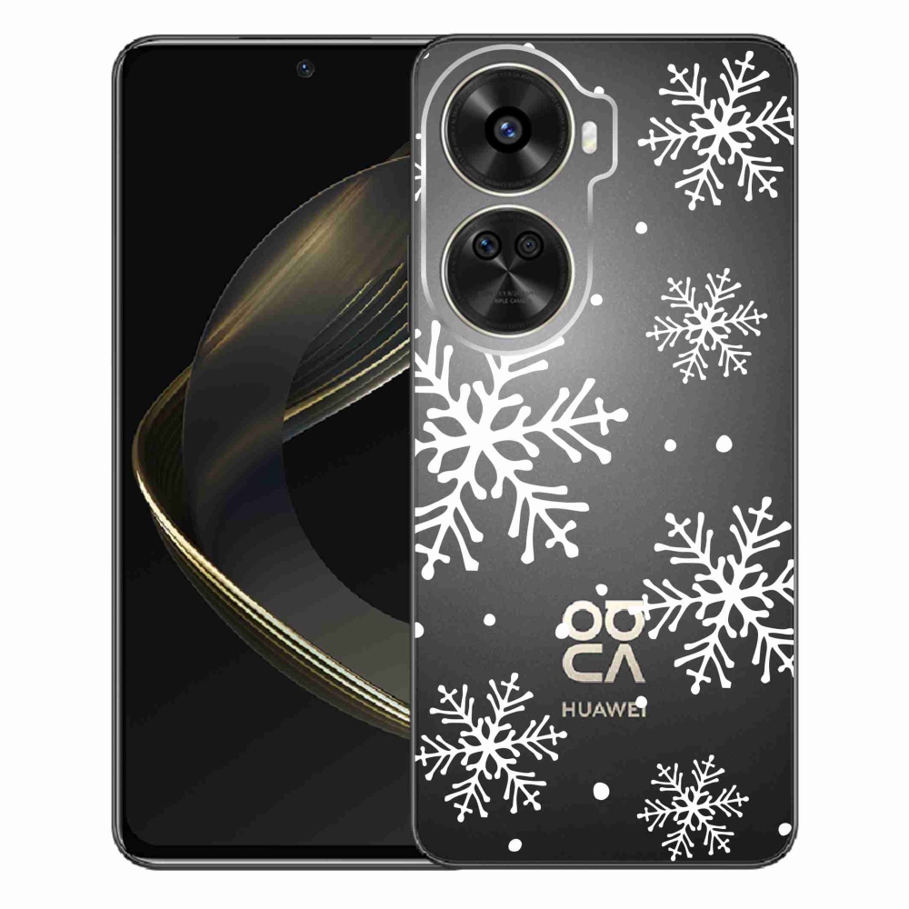 Gél borítás mmCase a Huawei Nova 12 SE-hez - fehér pelyhek átlátszó háttéren