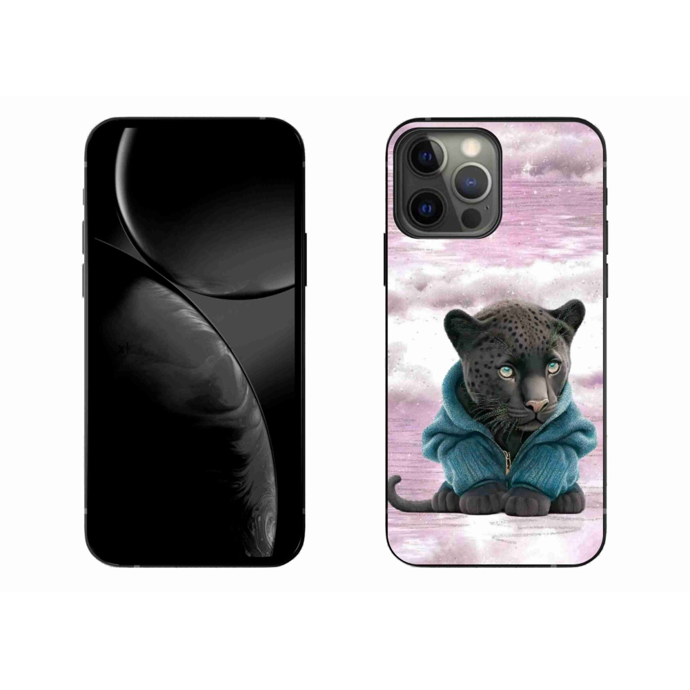 Zselés borítás mmCase iPhone 13 Pro Max készülékhez - fekete párduc pulóverben