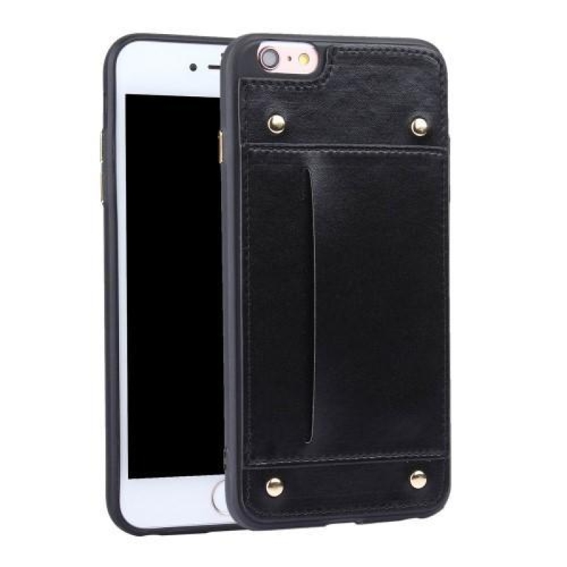 Lofty zselés tok műbőr hátlappal és rekesszel iPhone 6 és iPhone 6s készülékhez - fekete