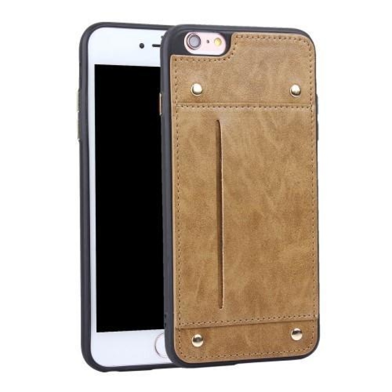 Műbőr hátlappal és rekesszel ellátott zselés tok iPhone 6 és iPhone 6s készülékhez - khaki színű