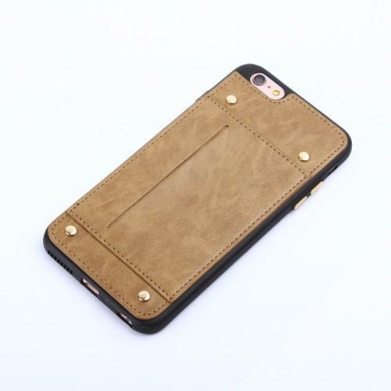 Műbőr hátlappal és rekesszel ellátott zselés tok iPhone 6 és iPhone 6s készülékhez - khaki színű
