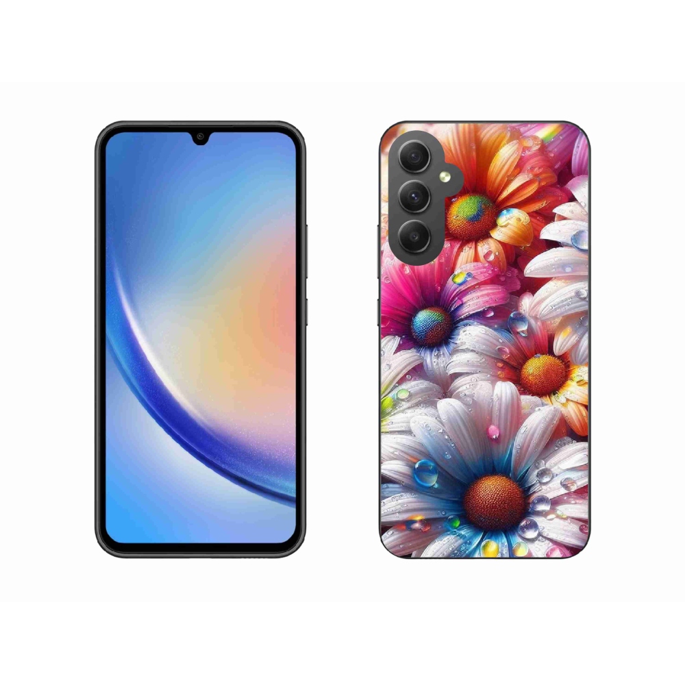 Zselés borítás mmCase Samsung Galaxy A34 5G - színes margarétákhoz