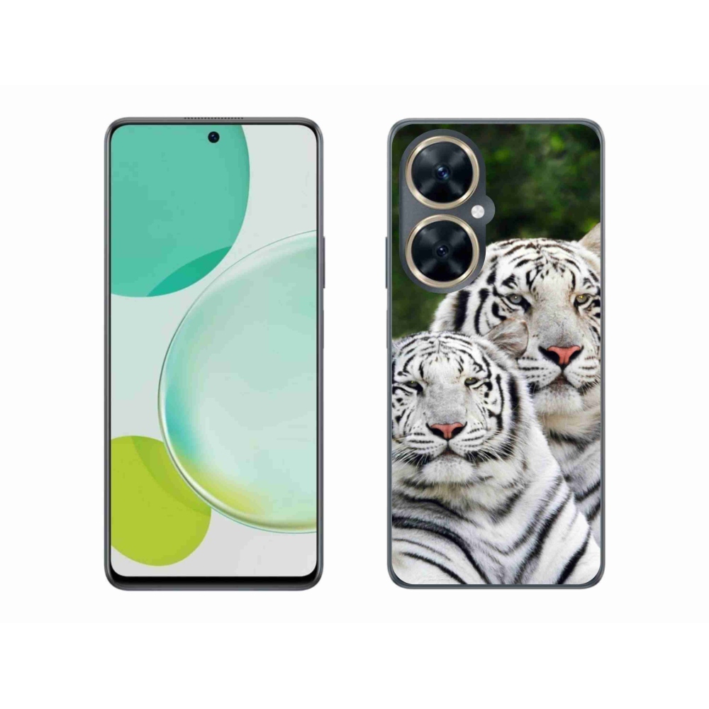 Gél tok mmCase a Huawei Nova 11i készülékhez - fehér tigrisek