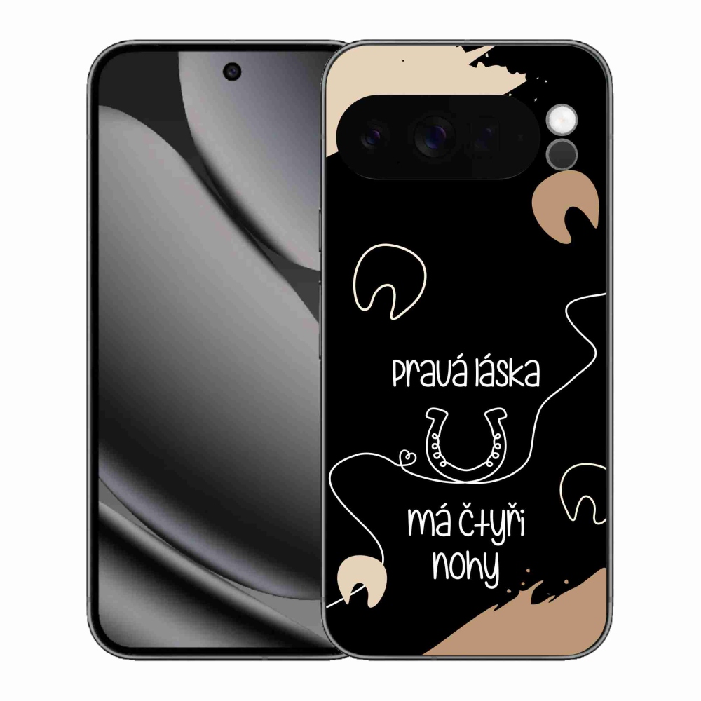 Zselés borítás mmCase a Google Pixel 10 Pro XL számára - ló motívum fekete háttérrel