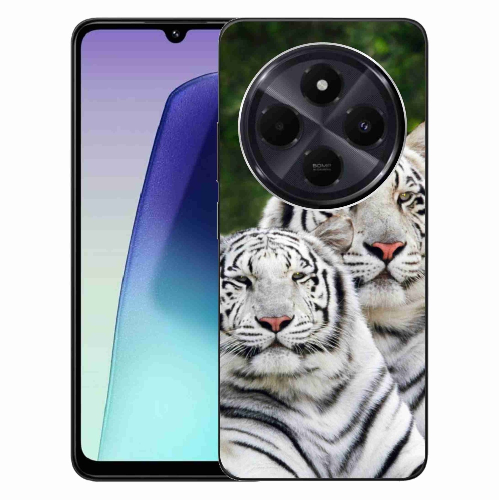 Gél tok mmCase a Xiaomi Redmi 14C/Poco C75-hez - fehér tigrisek
