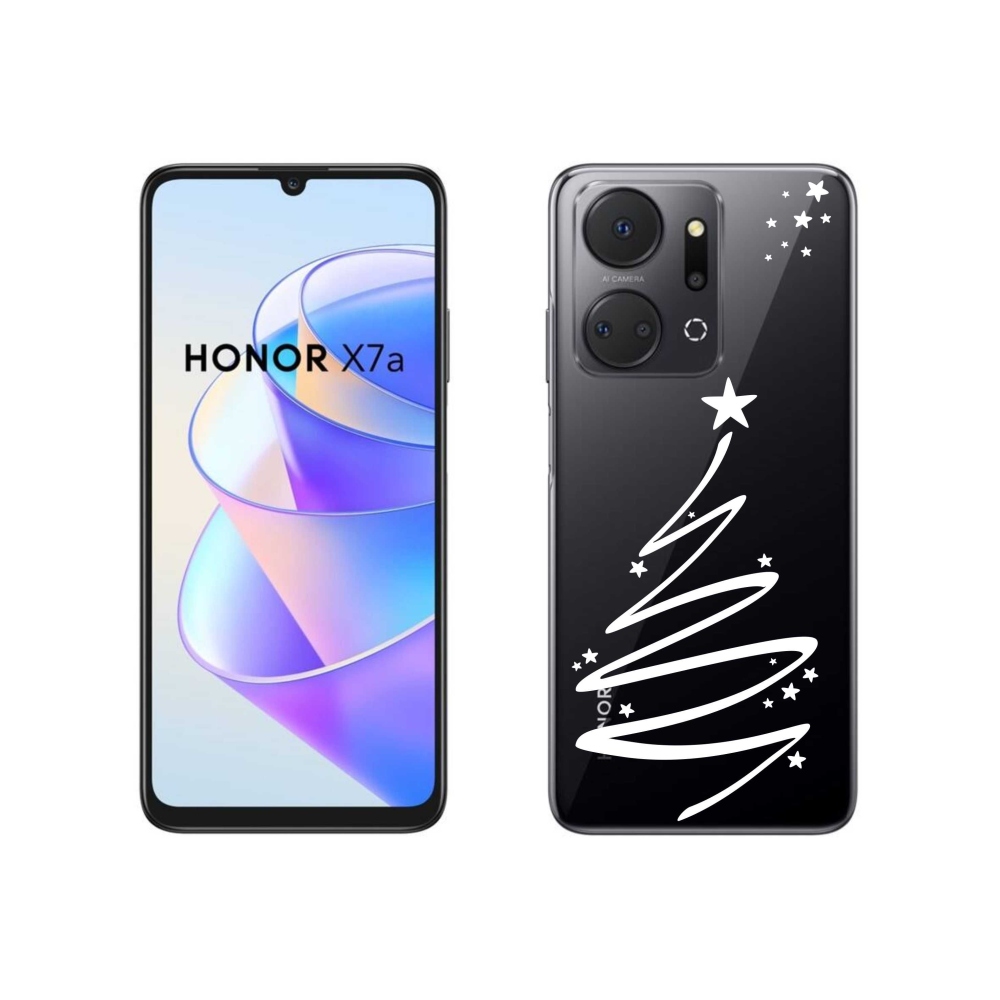 Zselés borító mmCase a Honor X7a számára - fehér fa átlátszó háttéren