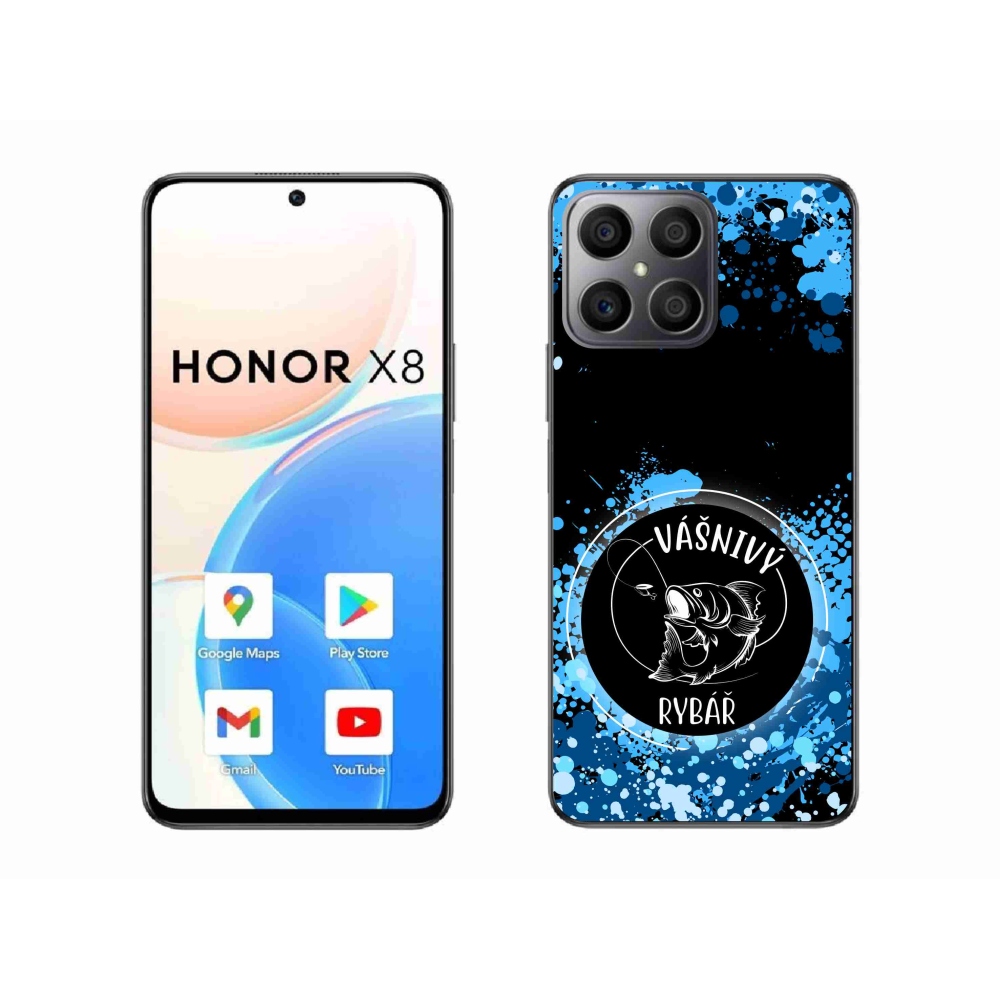 Gél borító mmCase a Honor X8 4G-hez - szenvedélyes halász fekete háttérrel