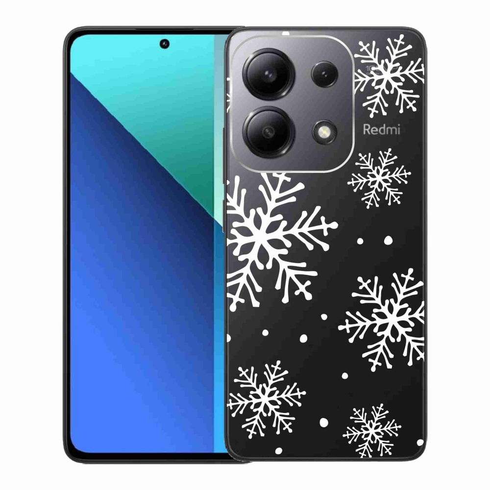 Gél borító mmCase a Xiaomi Redmi Note 13-hoz - fehér hópelyhek átlátszó háttéren