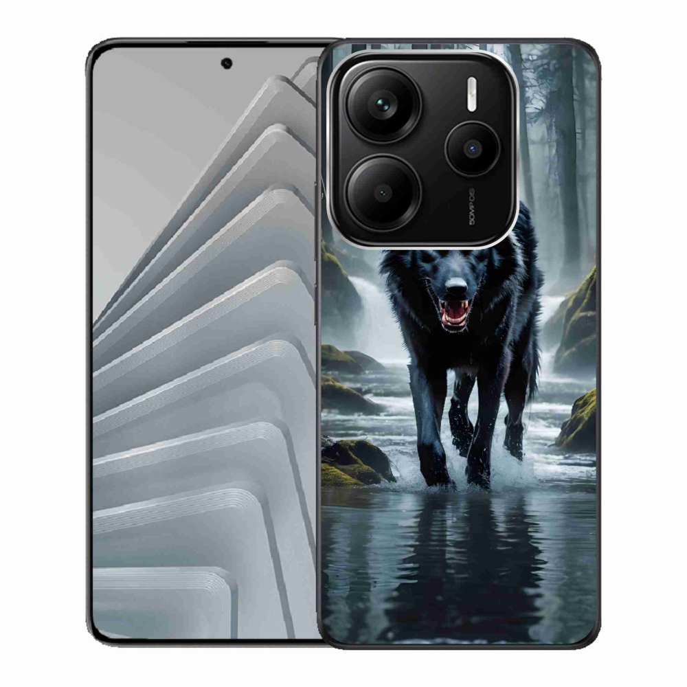 Gél borítás mmCase a Xiaomi Redmi Note 14 5G-hez - fekete farkas