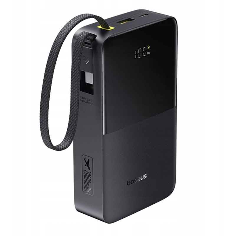 Baseus EnerFill FC51 Bipow 2 Pro 22,5 W-os powerbank beépített kábellel, 20 000 mAh, Cosmic Black