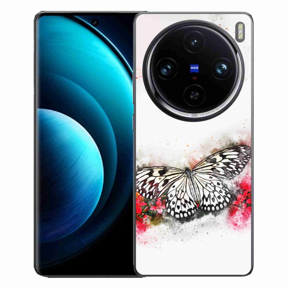 Zselés borítás mmCase a Vivo X100 Pro 5G-hez - fekete-fehér pillangó
